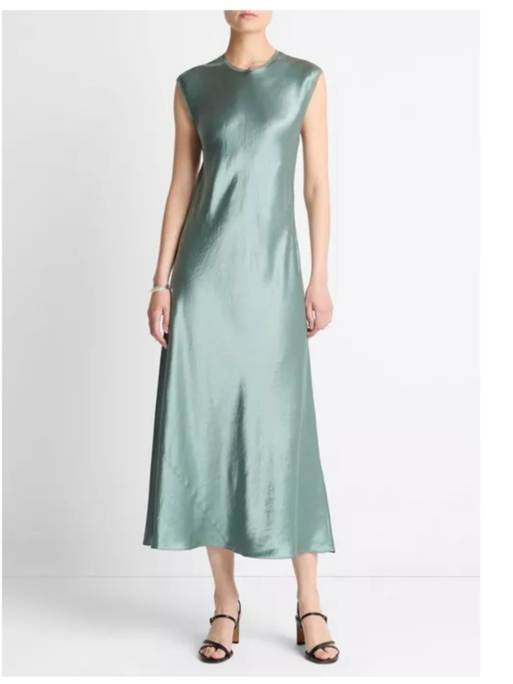 Vince Satin Cap Sleeve Slip Dress in Deep Patina - LG